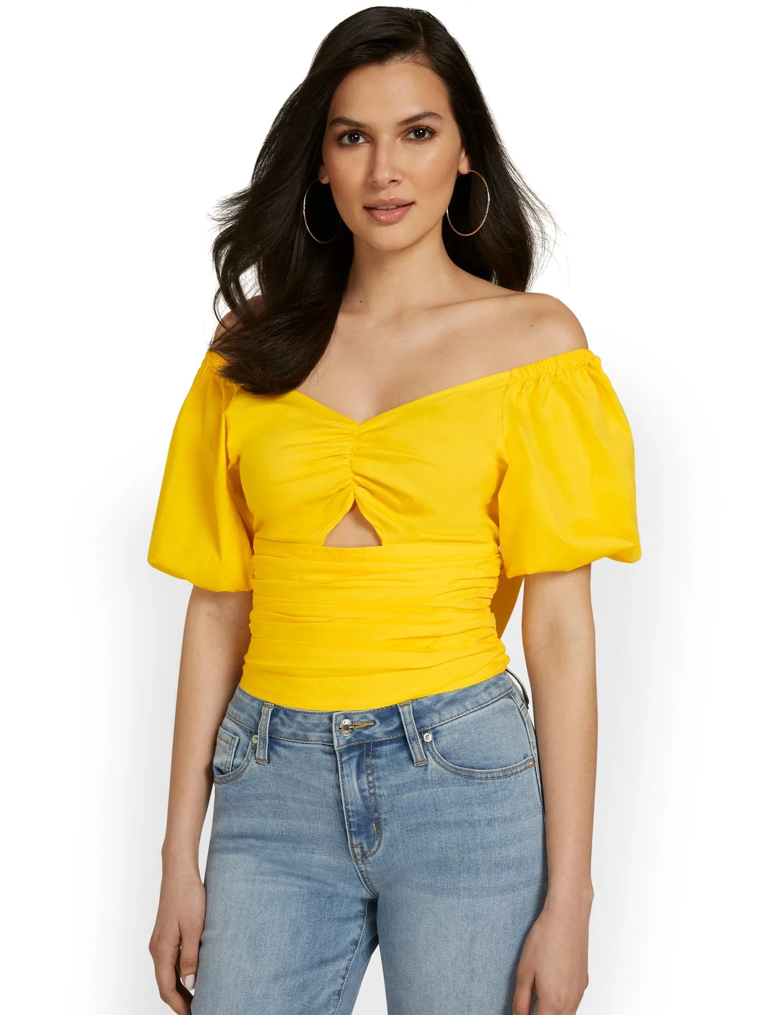 Bow-Back Cut-Out Poplin Crop Top