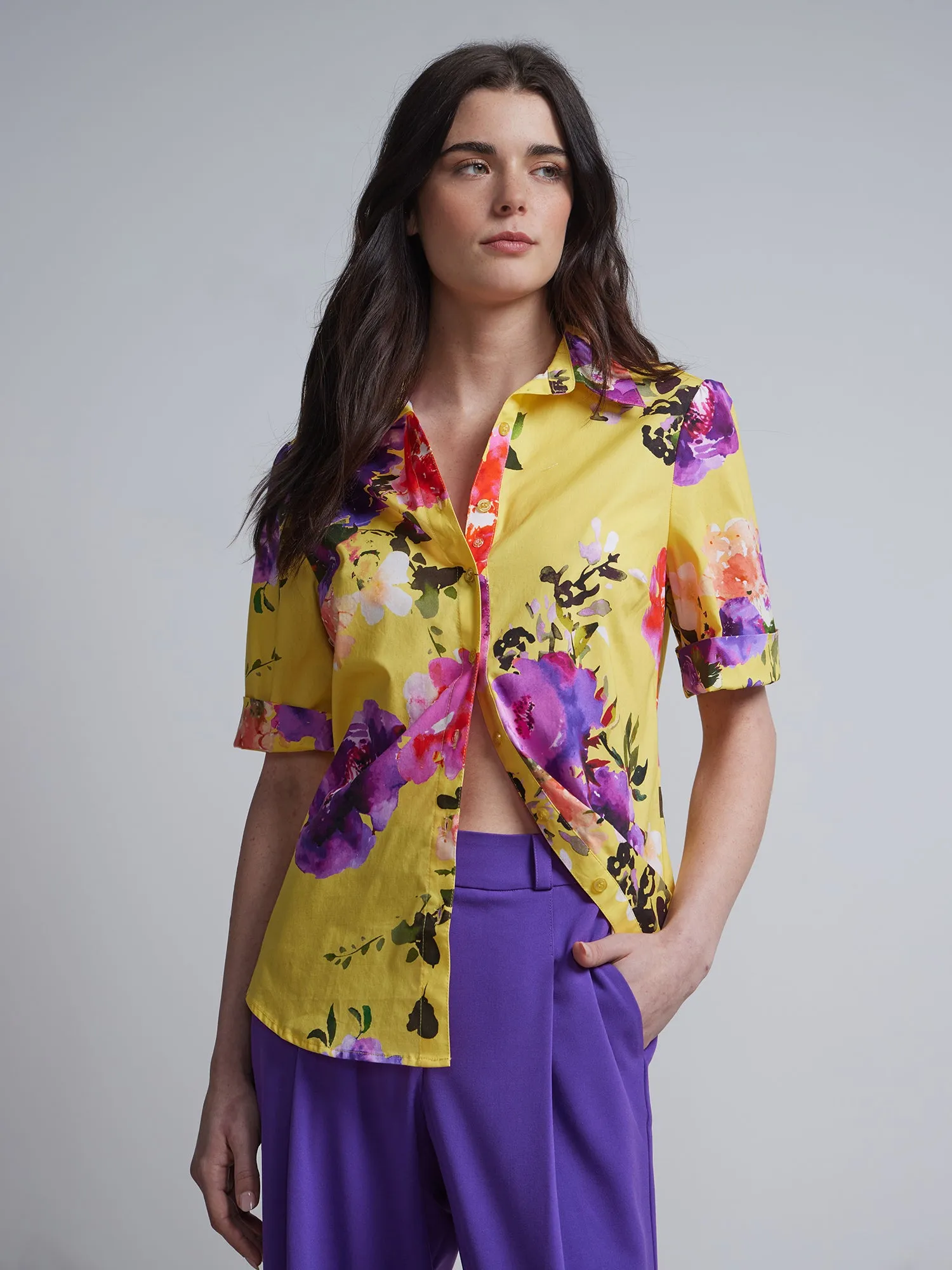 Tall Floral Button-Front - NY&C Madison Shirt®